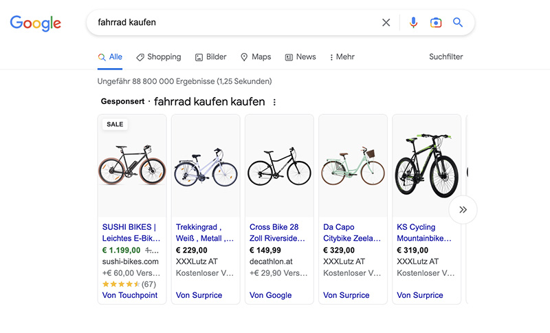 google-shopping-ergebnisse-fahrrad-kaufen 