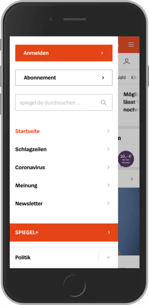 Navigation auf Mobilgeräten von der Spiegel