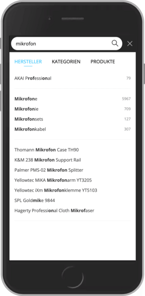 Suchsystem auf Mobilgeräten von thomann.de